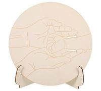 SHOWERORO Wooden Newborn Birth Announcement Sign with Stand, Hospital Commemorative Plaque for Nursery and Shower, Round Engraved Announcement Board 15cm with 10.3x13cm Base