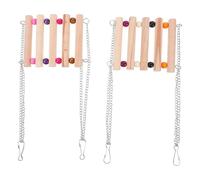 SHOWERORO Wooden Parrot Swing Hanging Bridge Synthetic Material 2 Pcs with Stainless Steel Chain and Mini Bell Easy Hanging for Flying Pets and Parrots inside The Cage Or Balcony