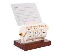 SHOWERORO Wooden Rotating Perpetual Calendar with Cartoon Design Adjustable Desk Calendar Blocks for Household and Office Compact Desktop Decor with Removable Reminder Cards and Erasable Pen