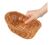 SHOWERORO Woven Fruit and Bread Basket 19x13x7.5cm Rattan Desktop Storage Container Home Kitchen Vegetable and Snack Organizer Decorative Serving Basket