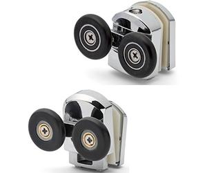 ShowerPart Twin/Double Top And Bottom Shower Door Rollers/Wheels/Runners APQ5, Shower Door Wheel Diameter 25mm, Wheel Thickness 6mm, Chromed Plastic Cover, Shower Door Replacement Parts, 4x