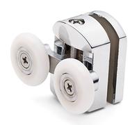 ShowerPart Twin/Double Top Shower Door Rollers/Wheels/Runners L105, Diameter 23mm and 25mm, Wheel Thickness 6mm, Chrome Plated Plastic Cover, Shower Door Replacement Parts, 2X