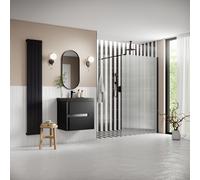 Showerzone Autograph Fluted Wetroom Panel & Support Bar 800mm - Black