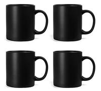 SHOWFULL 12 OZ Coffee Mugs, Family Ceramic Cup for Coffee, Cocoa and Mulled Drinks, Classic Mugs Set of 4, Matte Black