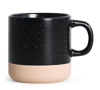 SHOWFULL 12OZ Coffee Mug, Two Color Combination Ceramic Tea Cup with Square Handle with White Speckled, Dishwasher Safe Cups for Men Women Mug Lovers, Housewarming Gift, Black