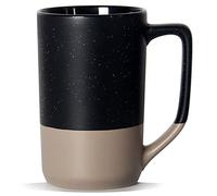 SHOWFULL 16oz Large Coffee Mug, Two Color Combination Big Ceramic Tea Cup with Large Handle with White Speckled for Men Women Restaurant Home Office Hot Drinks, Black