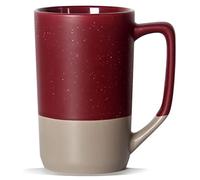 SHOWFULL 16oz Large Coffee Mug, Two Color Combination Big Ceramic Tea Cup with Large Handle with White Speckled for Men Women Restaurant Home Office Hot Drinks, Red Wine