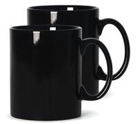 SHOWFULL Extra Large Coffee Mugs, 22 OZ Coffee Mug Set of 2, Smooth Ceramic Boss Cups, Big Capacity and Large Handle, for Dad Men, Black