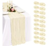 Showgeous 10 Pack Beige Cheesecloth Table Runner 90x300cm | Extra Wide Washable Gauze Table Runner Sheer Lightweight for Dining Tables, Weddings Parties Holidays Baby Showers Home Decor