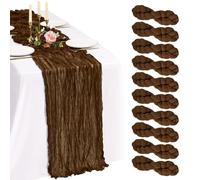 Showgeous 10 Pack Brown Cheesecloth Table Runner 10FT Boho Gauze Cheese Cloth Table Runners 35 x 120 inch Romantic Rustic Sheer Table Decorations for Wedding Party Baby Shower Birthday Holiday