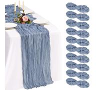 Showgeous 10 Pack Dusty Blue Cheesecloth Table Runner 90x300cm | Extra Wide Washable Gauze Table Runner Sheer Lightweight for Dining Tables, Weddings Parties Holidays Baby Showers Home Decor