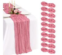 Showgeous 10 Pack Dusty Rose Cheesecloth Table Runner 90x300cm | Extra Wide Washable Gauze Table Runner Sheer Lightweight for Dining Tables, Weddings Parties Holidays Baby Showers Home Decor