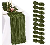 Showgeous 10 Pack Olive Green Cheesecloth Table Runner 90x300cm | Extra Wide Washable Gauze Table Runner Sheer Lightweight for Dining Tables, Weddings Parties Holidays Baby Showers Home Decor