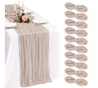 Showgeous 10 Pack Rosy Brown Cheesecloth Table Runner 10FT Boho Gauze Cheese Cloth Table Runners 35 x 120 inch Romantic Rustic Sheer Table Decorations for Wedding Party Baby Shower Birthday Holiday