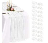 Showgeous 10 Pack White Cheesecloth Table Runner 10FT Fall Boho Gauze Cheese Cloth Table Runners 35 x 120 inch Romantic Rustic Sheer Table Decorations for Wedding Party Baby Shower Birthday