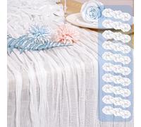 Showgeous 10 Pack White Cheesecloth Table Runner 10FT, White Rustic Gauze Cheese Cloth Table Runner, Romantic Boho Wedding Table Decoration for Wedding Bridal Shower Birthday Party(55x300cm)