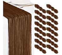 Showgeous 16 Pack Brown Cheesecloth Table Runner 45x275cm Boho Gauze Cheese Cloth Table Runners Romantic Rustic Sheer Table Decorations for Wedding Party Baby Shower Birthday Holiday Home