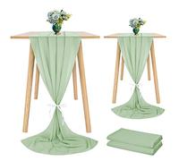 Showgeous 2 Pcs Chiffon Table Runner 28x120 Inches Romantic Wedding Runner 10ft Sage Green Chiffon Table Cover Dressing Table Runner for Wedding Birthday Party Bridal Baby Shower Decorations