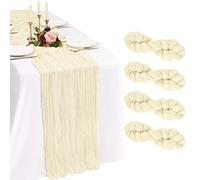 Showgeous 4 Pack Beige Cheesecloth Table Runner 90x300cm | Extra Wide Washable Gauze Table Runner Sheer Lightweight for Dining Tables, Weddings Parties Holidays Baby Showers Home Decor