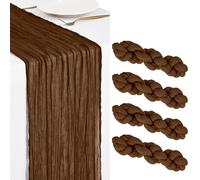 Showgeous 4 Pack Brown Cheesecloth Table Runner 45x275cm Boho Gauze Cheese Cloth Table Runners Romantic Rustic Sheer Table Decorations for Wedding Party Baby Shower Birthday Holiday Home