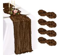 Showgeous 4 Pack Brown Cheesecloth Table Runner 90x300cm | Extra Wide Washable Gauze Table Runner Sheer Lightweight for Dining Tables, Weddings Parties Holidays Baby Showers Home Decor