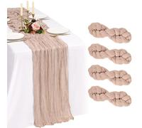 Showgeous 4 Pack Dusty Pink Cheesecloth Table Runner 90x300cm | Extra Wide Washable Gauze Table Runner Sheer Lightweight for Dining Tables, Weddings Parties Holidays Baby Showers Home Decor