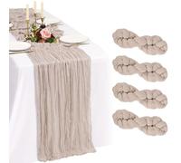 Showgeous 4 Pack Rosy Brown Cheesecloth Table Runner 90x300cm | Extra Wide Washable Gauze Table Runner Sheer Lightweight for Dining Tables, Weddings Parties Holidays Baby Showers Home Decor