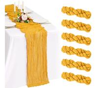 Showgeous 6 Pack Gold Cheesecloth Table Runner,21x120 Inch | Polyester cheesecloth,crinkled texture,sewn edges,weddings,baby showers,parties,holidays and home decor