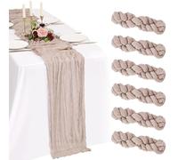 Showgeous 6 Pack Rosy Brown Cheesecloth Table Runner,21x120 Inch | Polyester cheesecloth,crinkled texture,sewn edges,weddings,baby showers,parties,holidays and home decor