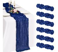 Showgeous 6 Pack Royal Blue Cheesecloth Table Runner 10FT Boho Gauze Cheese Cloth Table Runners Romantic Rustic Sheer Table Decorations for Wedding Party Baby Shower Birthday Holiday Home