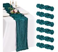 Showgeous 6 Pack Teal Cheesecloth Table Runner 10FT Boho Gauze Cheese Cloth Table Runners Romantic Rustic Sheer Table Decorations for Wedding Party Baby Shower Birthday Holiday Home