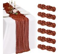 Showgeous 6 Pack Terracotta Cheesecloth Table Runner 10FT Fall Boho Gauze Cheese Cloth Table Runners Romantic Rustic Sheer Table Decorations for Wedding Party Baby Shower Birthday Holiday Home