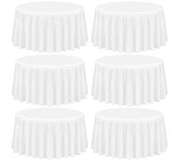 Showgeous 6 Pack White Round Tablecloth 120 Inch Polyester Fabric Table Cloth Washable Fabric Table Cover for Wedding Banquet Restaurant Buffet Parties and Camping