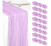 Showgeous 8 Pack Lilac Purple Cheesecloth Table Runner 45x275cm Lavender Boho Gauze Cheese Cloth Table Runners Romantic Rustic Sheer Table Decorations for Wedding Party Baby Shower Birthday Holiday