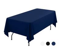 Showgeous Navy Blue Tablecloths Rectangular Polyester Tablecloth for 8ft Rectangle Tables Washable Navy Blue Fabric Table Covers for Wedding Banquet Restaurant Buffet Parties Camping(153x320cm)