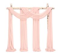 Showgeous Wedding Arch Draping Fabric 2 Panels 28" x20Ft Blush Pink Chiffon Fabric Drapery Wedding Arch Drapes Chiffon Sheer Backdrop Curtains for Arbor Wedding Archway Ceremony Ceiling Decorations