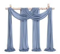 Showgeous Wedding Arch Draping Fabric 2 Panels 28" x20Ft Dusty Blue Chiffon Fabric Drapery Wedding Arch Drapes Chiffon Sheer Backdrop Curtains for Arbor Wedding Archway Ceremony Ceiling Decorations