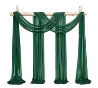 Showgeous Wedding Arch Draping Fabric 2 Panels 28" x20Ft Emerald Green Chiffon Fabric Drapery Wedding Arch Drapes Chiffon Sheer Backdrop Curtains for Arbor Wedding Archway Ceremony Ceiling Decorations