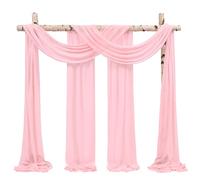 Showgeous Wedding Arch Draping Fabric 2 Panels 28" x20Ft Pink Chiffon Fabric Drapery Wedding Arch Drapes Chiffon Sheer Backdrop Curtains for Arbor Wedding Archway Ceremony Ceiling Swag Decorations