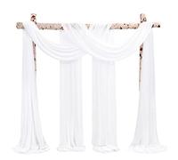 Showgeous Wedding Arch Draping Fabric 2 Panels 28" x32Ft Cream White Chiffon Fabric Drapery Wedding Arch Drapes Chiffon Sheer Backdrop Curtains for Arbor Wedding Archway Ceremony Ceiling Decorations