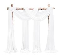 Showgeous Wedding Arch Draping Fabric 4 Panels 28" x20Ft Cream White Chiffon Fabric Drapery Wedding Arch Drapes Chiffon Sheer Backdrop Curtains for Arbor Wedding Archway Ceremony Ceiling Decorations