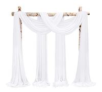 Showgeous Wedding Arch Draping Fabric 4 Panels 28" x20Ft White Chiffon Fabric Drapery Wedding Arch Drapes Chiffon Sheer Backdrop Curtains for Arbor Wedding Archway Ceremony Ceiling Party Decorations