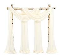 Showgeous Wedding Arch Draping Fabric 8 Panels 28" x20Ft Ivory Chiffon Fabric Drapery Wedding Arch Drapes Chiffon Sheer Backdrop Curtains for Arbor Wedding Archway Ceremony Ceiling Party Decorations