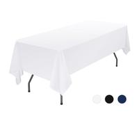 Showgeous White Tablecloths Rectangular Polyester Tablecloth for 6ft Rectangle Tables Washable White Fabric Table Covers for Wedding Banquet Restaurant Buffet Parties(153x260cm)