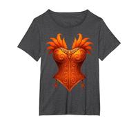 Showgirl Costume Illusion Orange Corset Feather Halloween T-Shirt, Women's Plus, Dark Heather Grey, 3X