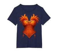 Showgirl Costume Illusion Orange Corset Feather Halloween T-Shirt, Women's Plus, Navy Blue, 6X