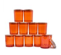 SHOWIN Thick Candle Jars for Making Candles 12 Pcs, 7 OZ Empty Jars with Wood Lids for Candle Making, Sample Container, Clear Orange