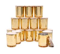 SHOWIN Thick Candle Jars for Making Candles 16 Pcs, 7 OZ Empty Jars with Wood Lids for Candle Making, Sample Container, Gold