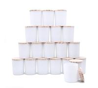SHOWIN Thick Candle Jars for Making Candles 20 Pcs, 7 OZ Empty Jars with Wood Lids for Candle Making, Sample Container, Matte White