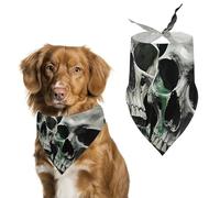 Showing Two Skulls Dog Bandanas - Cute Pet Scarf for Dogs Cats Triangle Kerchief Bibs Soft Breathable Pet Bandanas Fashion Accessory for Puppy Small Medium Large Pets
